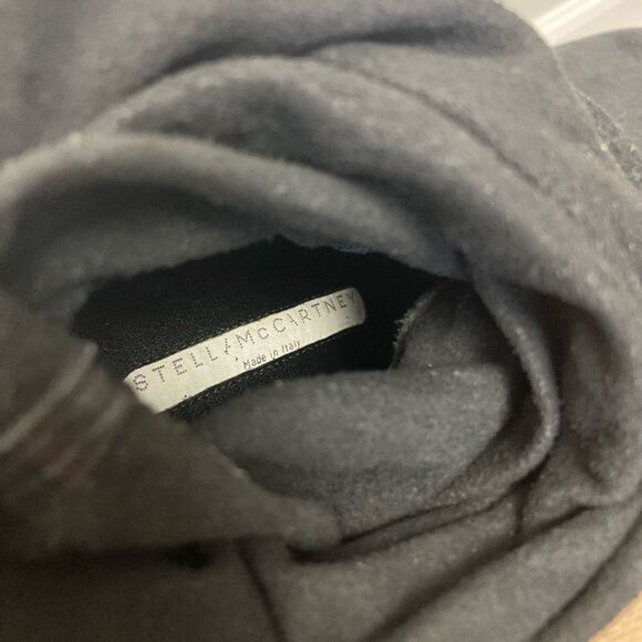 Stella McCartney Suede Knee-High Slip On Boots Black Round Toe Block Heels EU 36 - Picture 7 of 9